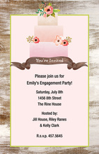 Teal Flower Cake Wood Grain Design Invitations