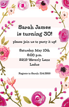 Pink Floral Mason Jars Lace Burlap Border Invitations