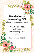 Aqua Stork Floral Frame Baby Shower Invitations