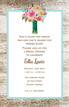 Bouquet Blue Wood Grain Border Invitations