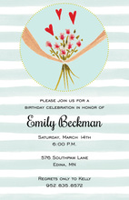 Butterflies and Pink Heart Balloons Invitations