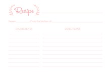 Pink Laurel Leaves Recipe Cards