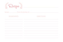 Pink Laurel Leaves Recipe Cards