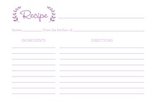 Purple Laurel Leaves Recipe Cards