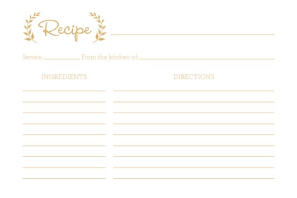 Faux Gold Glitter Laurel Leaves Recipe Cards