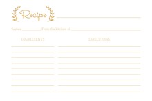 Gold Laurel Leaves Recipe Cards