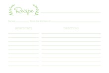 Green Laurels Leaves Recipe Cards