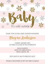 Faux Gold Glitter Baby It's Cold Invites