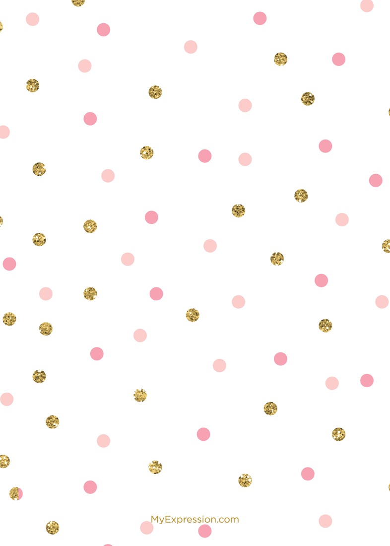 Faux Gold Glitter Tiara Pink Dots Fill-in Invitations