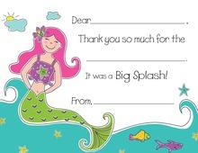 Pink Hair Mermaid Fill-in Thank You Cards