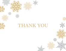 Faux Gold Glitter Snowflakes Pink Stripes Thank You Cards