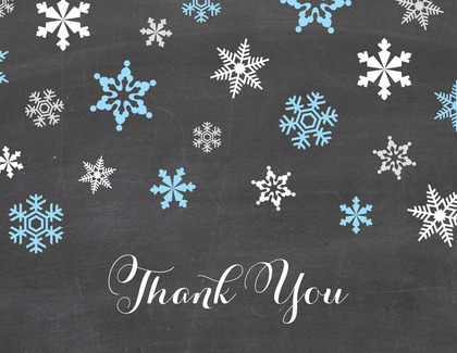 Pink Snowflakes Chalkboard Thank You Cards