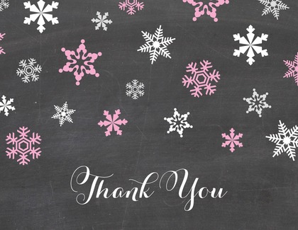 Pink Grey Snowflakes Thank You Cards