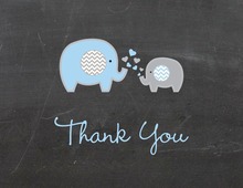 Blue Elephants Baby Shower Thank You Note