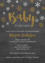 Faux Gold Glitter Baby It's Cold Chalkboard Invites