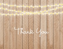 Hanging Lights Wood Plank Thank You Cards