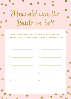 Gold Dots Pink Wedding Tradition Quiz