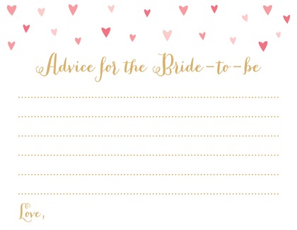 Pink Hearts Bridal Advice Cards