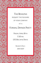 Red Flourish Silver Border Invitation