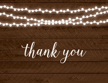 Rustic Wood String Lights Thank You Cards