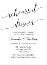 Black Script Rehearsal Dinner Invitation