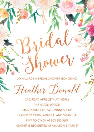 Floral Edges Bridal Shower Invitations