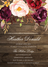 Dark Wood Watercolor Rose Bouquet Invitations