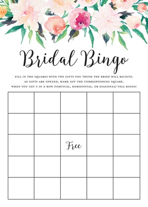 Pink Floral Header Bridal Bingo