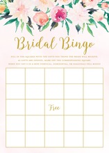 Navy Stripes Watercolor Floral Bridal Bingo