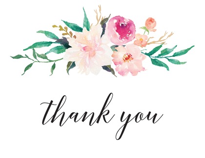 Pink Watercolor Bouquet Thank You Cards