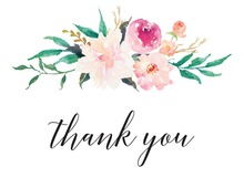 Dark Watercolor Roses Thank You Cards