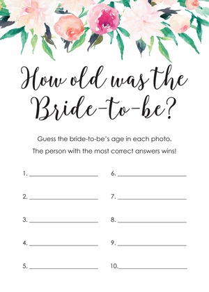 Floral Header Bridal Bingo