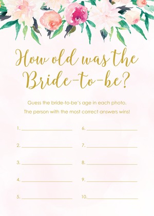 Pink Floral Header Bridal Bingo