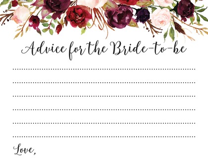 Dark Watercolor Roses Bridal Bingo