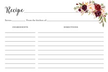 Dark Watercolor Roses Recipe Cards