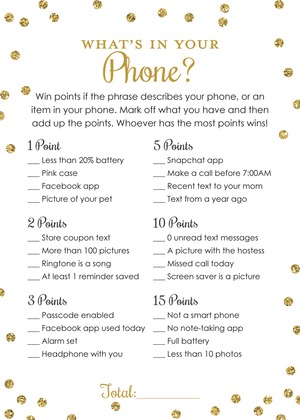 Faux Gold Glitter Dots Scavenger Hunt