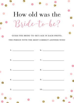 Pink Faux Gold Glitter Dots What Did The Groom Say Game