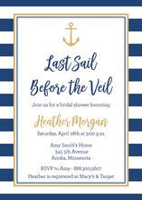 Navy Stripes Gold Anchor Invitations