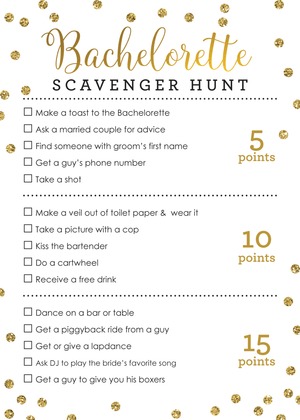 Pink Faux Gold Glitter Dots Scavenger Hunt