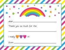 Magenta Rainbow Stars Kids Fill-in Thank You Cards