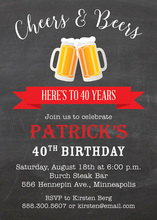 Red Banner Beer Party Invitations