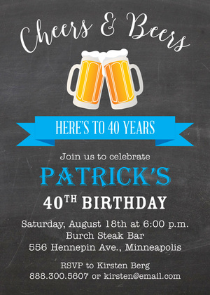 Green Banner Beer Party Invitations