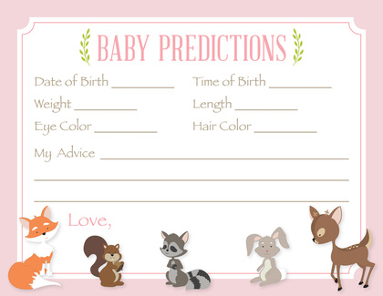 Woodland Animals Pink Border Baby Animal Name Game