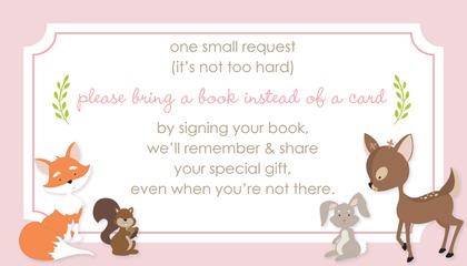 Woodland Animals Pink Border Fill-in Invitations