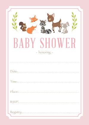 Woodland Animals Pink Border Baby Animal Name Game