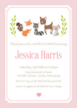 Pink Elephants Rustic Baby Shower Invitation