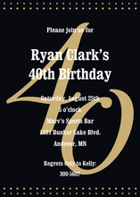 40th Gold Milestone Birthday Invitations