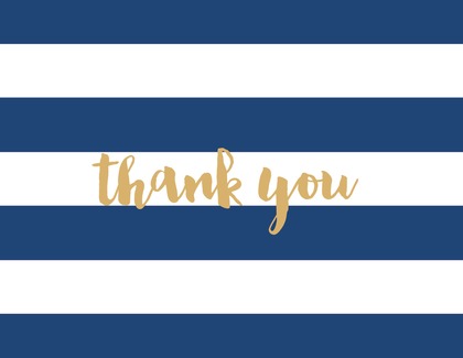 Light Pink Horizontal Stripes Gold Script Thank You Note