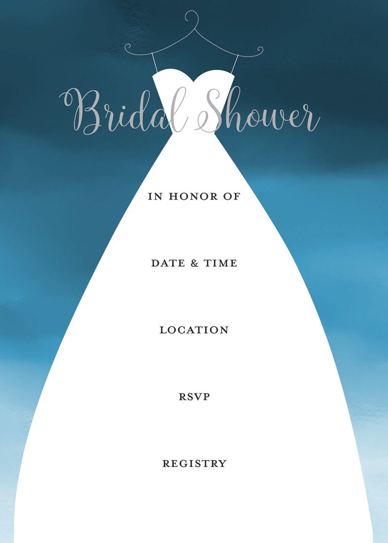 Wedding Dress Navyt Bridal Shower Fill-in Invitations