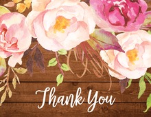 Black Stripes Watercolor Flowers Thank You Cards